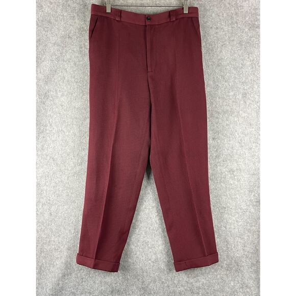 Versus Versace Wool Trouser Pants Mens US 34x29 Burgundy Cuffed Italy Made - Picture 1 of 14
